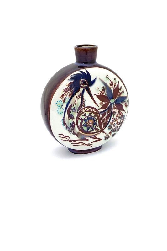 Royal Copenhagen Denmark vintage faience ceramic Tenera bird vase Marianne Johnson Scandinavian Modern design