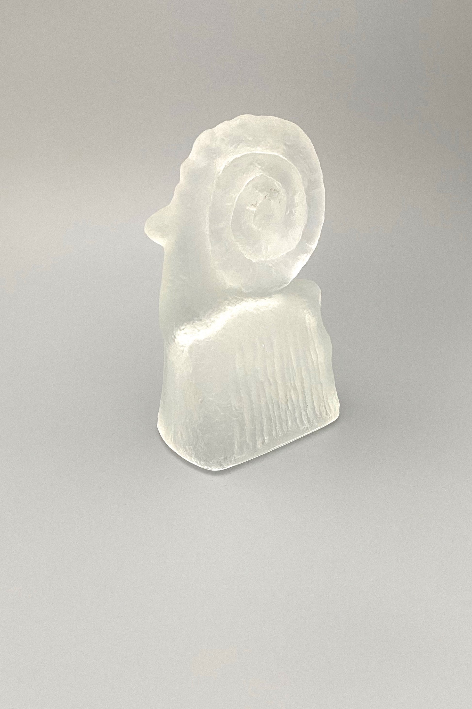 Rudolfova Czechoslovakia vintage matte glass ram Beran sculpture Pavel Panek 1971 midcentury modern design