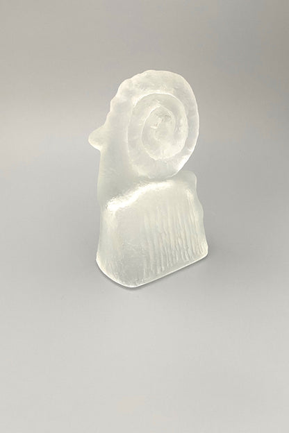 Rudolfova Czechoslovakia vintage matte glass ram Beran sculpture Pavel Panek 1971 midcentury modern design