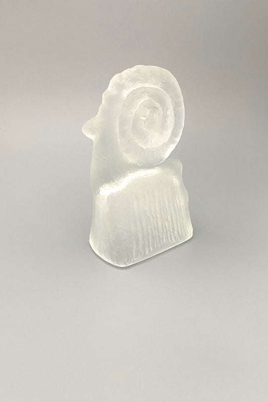 Rudolfova Czechoslovakia vintage matte glass ram Beran sculpture Pavel Panek 1971 midcentury modern design