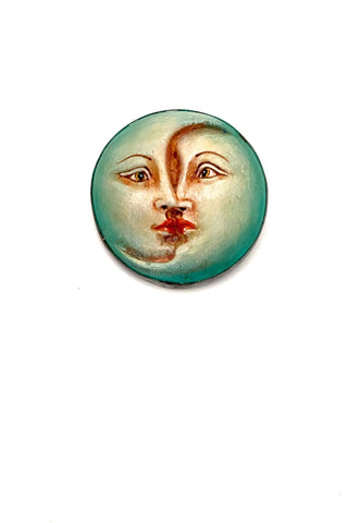 Sergio Bustamante Mexico surrealist sculptor artist vintage brooch original leather pouch Modernist jewelry design