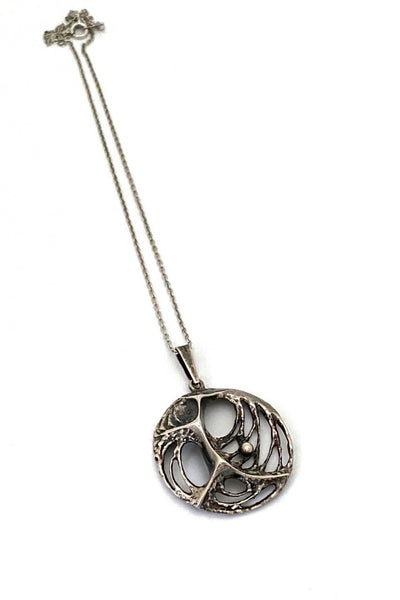 Sten and Laine Finland vintage silver pendant necklace 1973 Scandinavian Modernist jewelry design