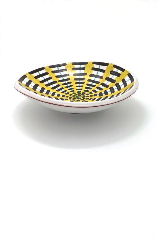 Sig Lindberg for Gustavsberg Sweden vintage faience ceramic hand decorated dish mid century modernist design