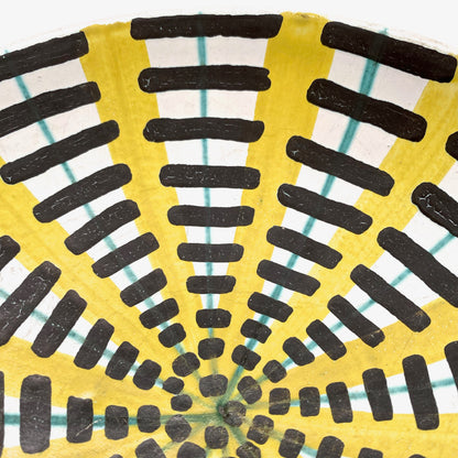 detail Sig Lindberg for Gustavsberg Sweden vintage faience ceramic hand decorated dish mid century modernist design