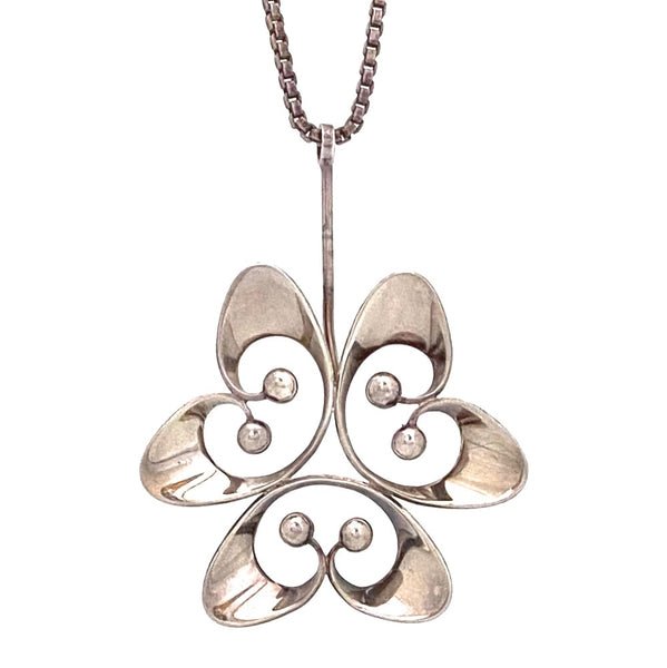 detail Theresia Hvorslev Alton Sweden vintage silver extra large pendant necklace 1974 Scandinavian Modernist jewelry design