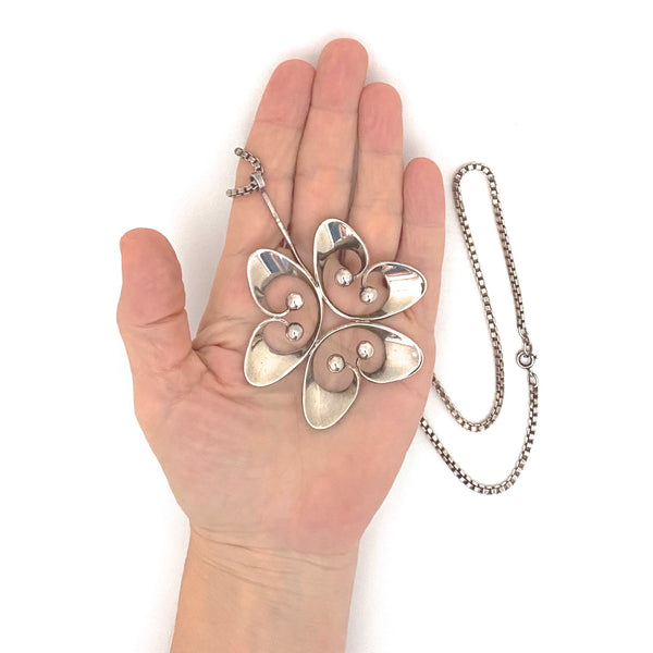 scale Theresia Hvorslev Alton Sweden vintage silver extra large pendant necklace 1974 Scandinavian Modernist jewelry design