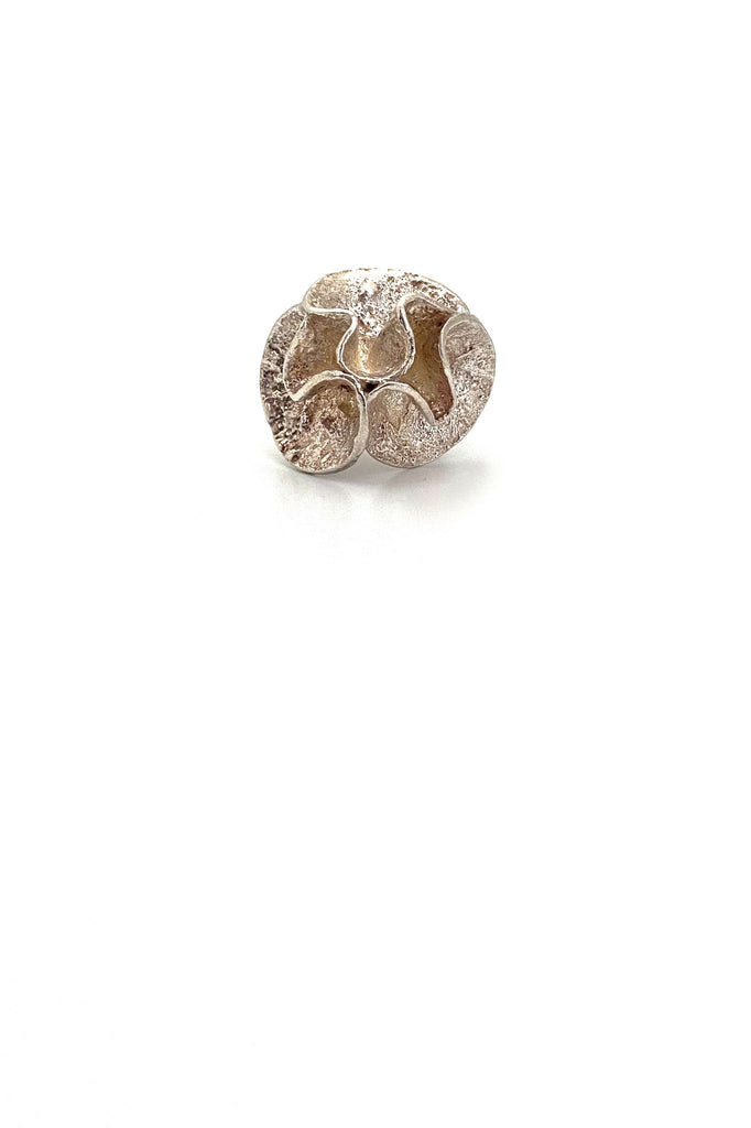 Mema Sweden vintage silver extra large Water Lily ring Theresia Hvorslev 1975 Scandinavian Modernist jewelry design