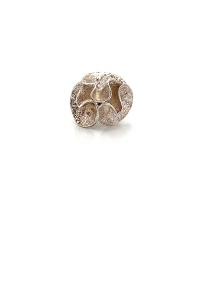 Mema Sweden vintage silver extra large Water Lily ring Theresia Hvorslev 1975 Scandinavian Modernist jewelry design
