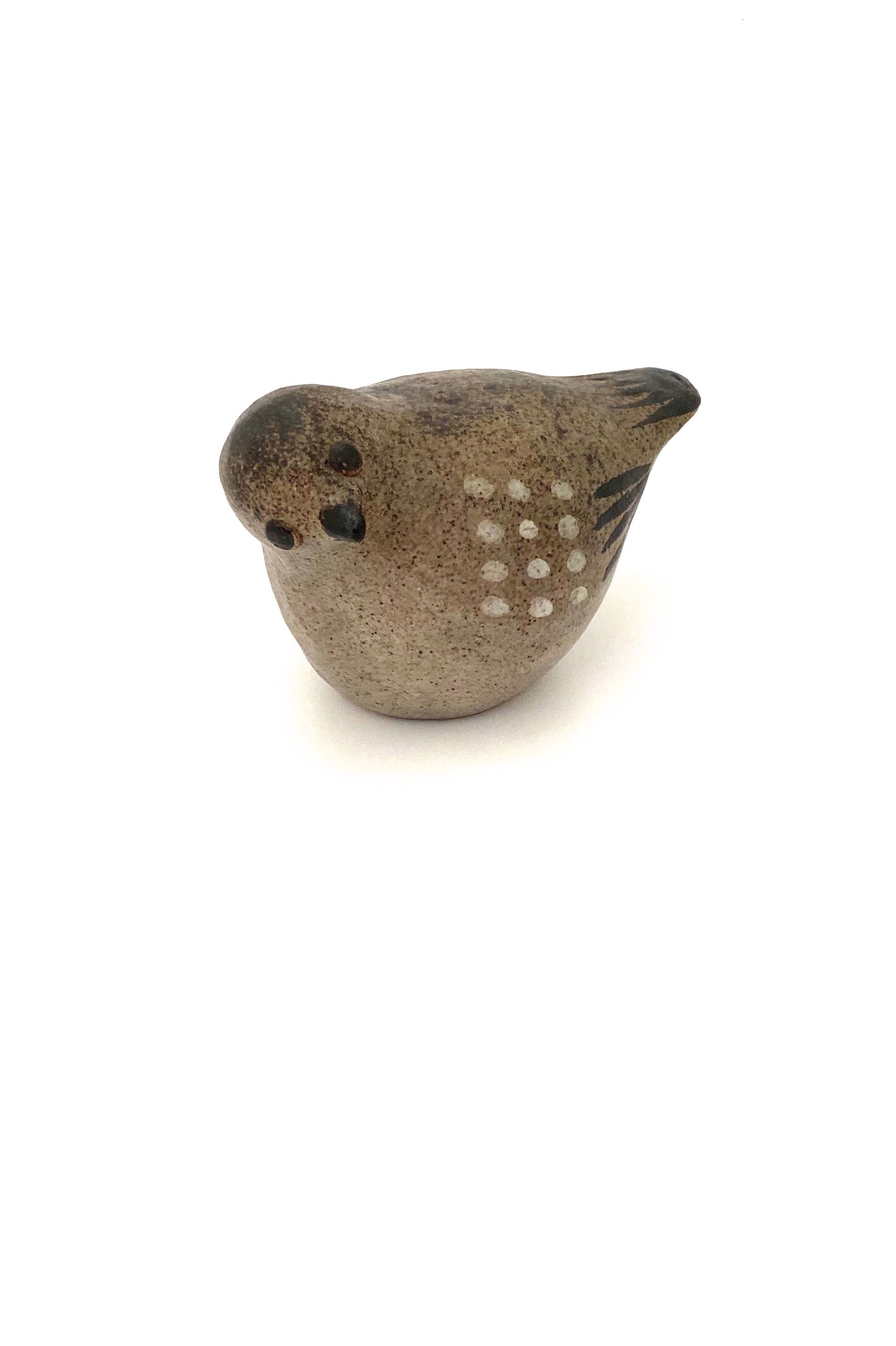Tommy Kakinuma Canada vintage ceramic speckled bird figure Canadian pottery design
