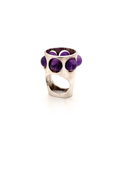 Uwe Moltke Denmark vintage silver amethyst extra large ring Scandinavian Modernist jewelry design