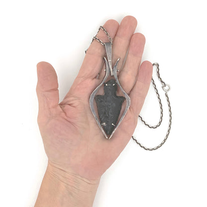 scale Walter Schluep Canada large vintage hammered silver articulated pendant necklace Canadian Modernist jewelry design