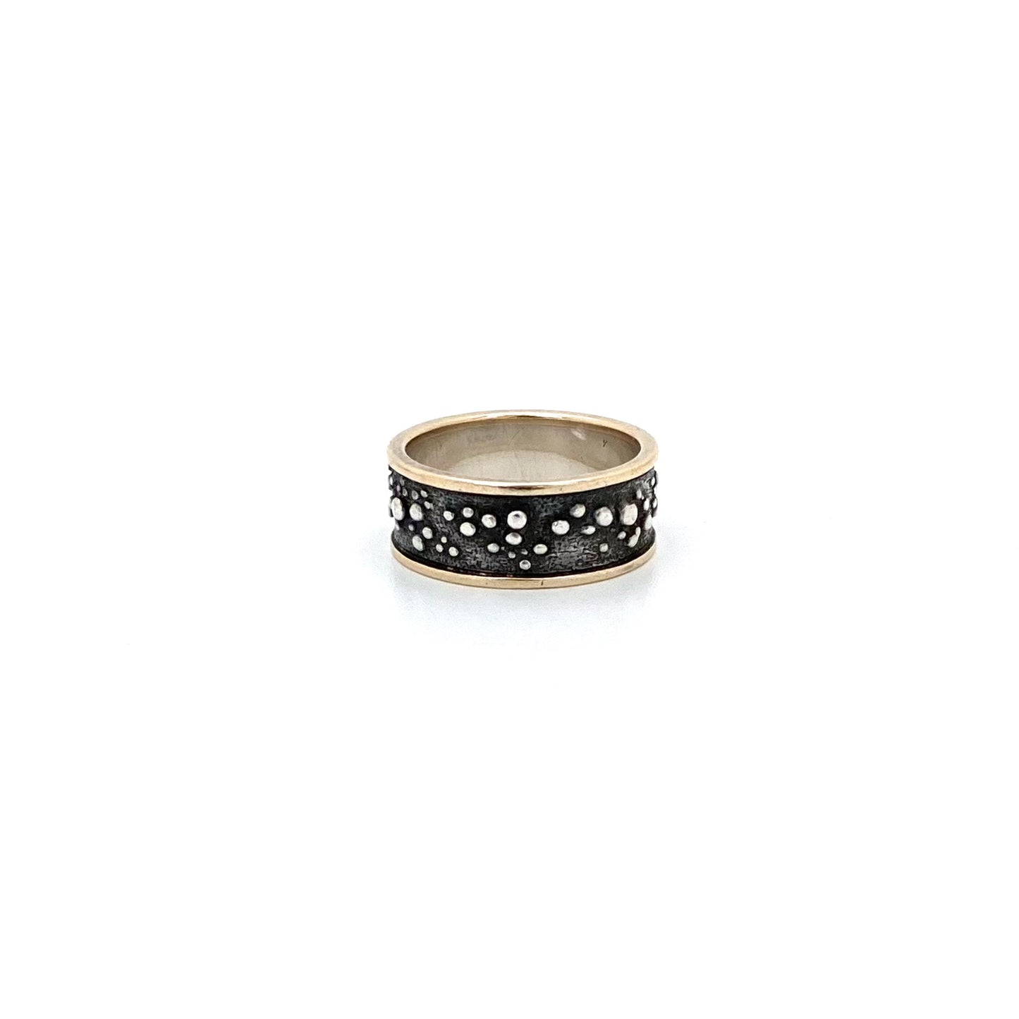 Walter Schluep textured silver & 14k gold ring ~ size 9 1/2