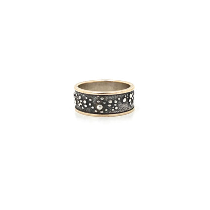 profile Walter Shluep Canada vintage silver 14k gold textured band ring Canadian Modernist jewelry design