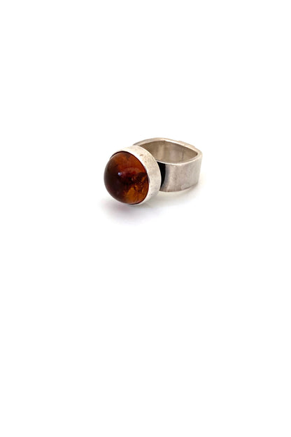 Walter Schluep Canada vintage silver and amber ring Canadian Modernist jewelry design