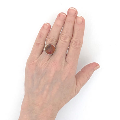 scale Walter Schluep Canada vintage silver and amber ring Canadian Modernist jewelry design