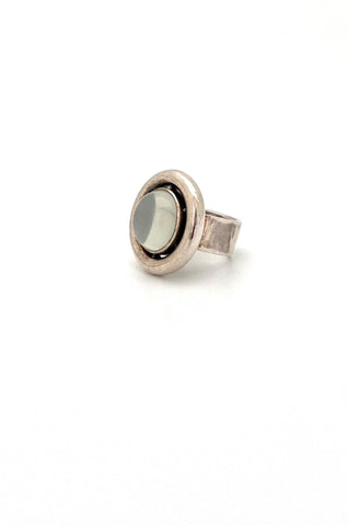 Walter Schluep Canada vintage silver large round ring moonstone Canadian Modernist jewelry design