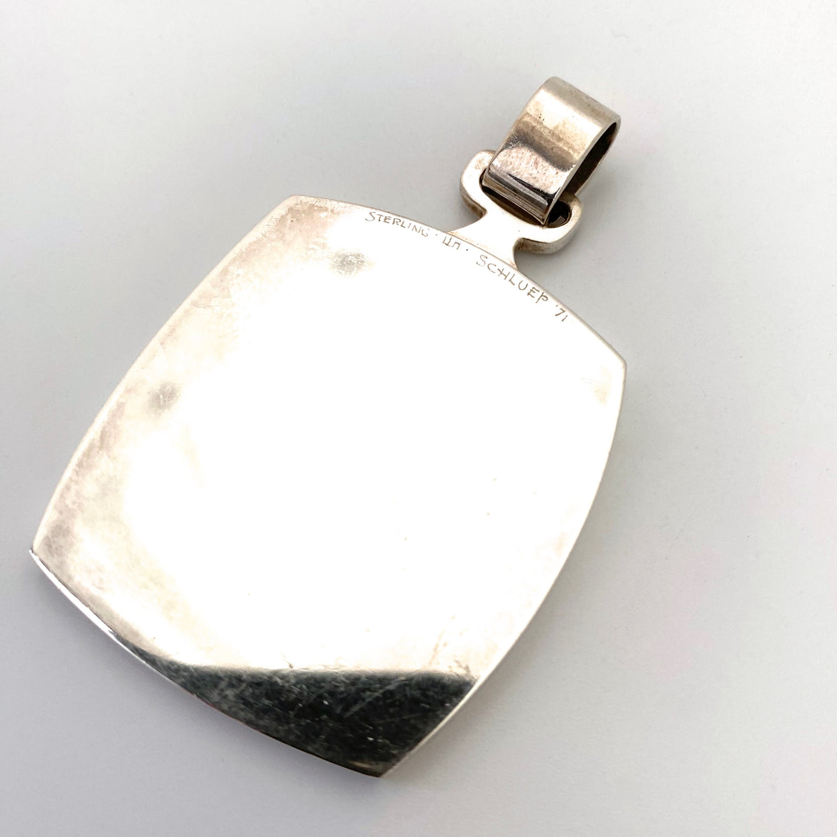 Walter Schluep chunky silver & resin enamel pendant 1971 ~ 'vite'
