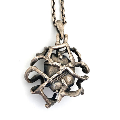Walter Schluep lartge silver & rutilated quartz necklace ~ chunky