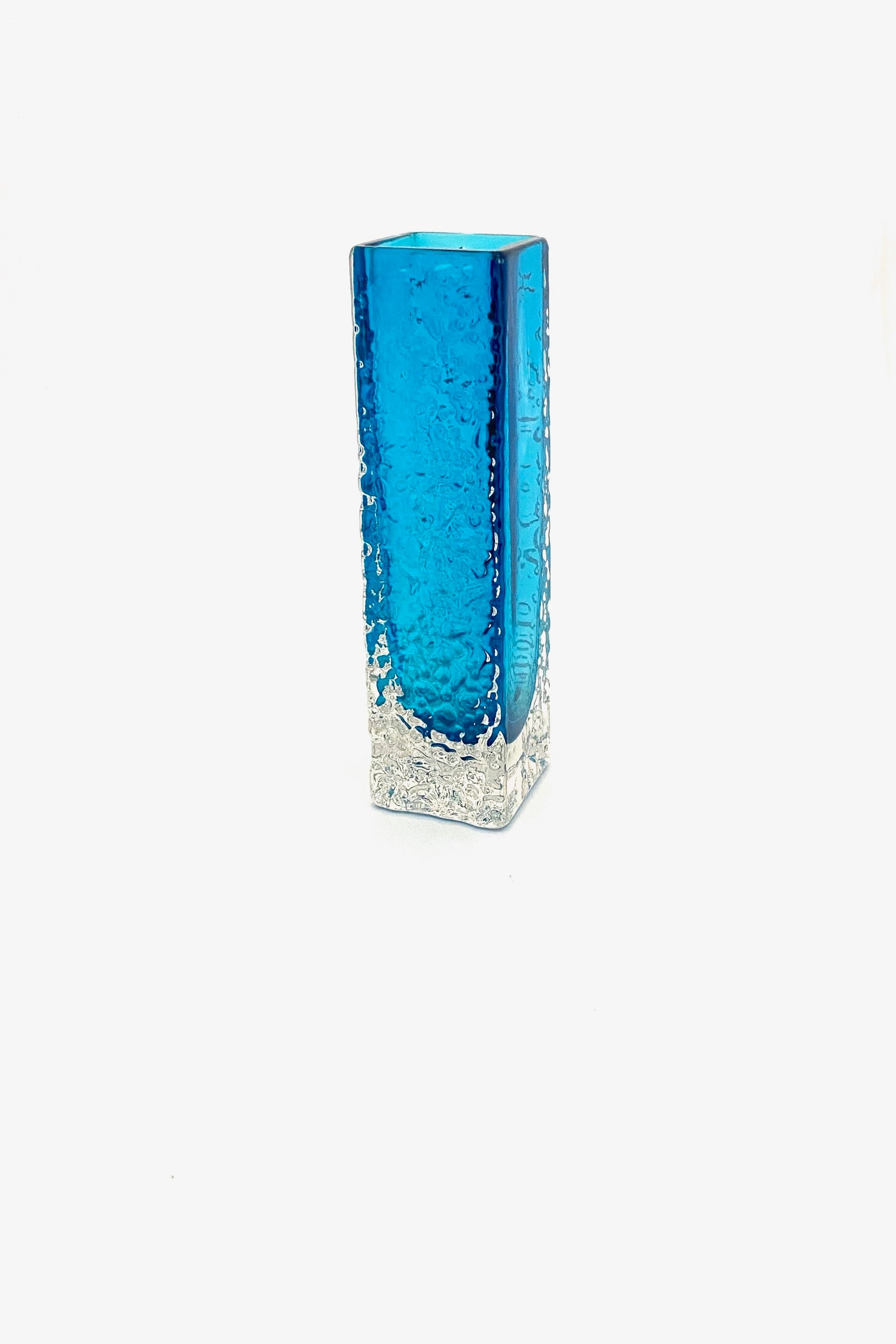 Whitefriars England vintage cased glass Nailhead vase Kingfisher Blue Geoffrey Baxter Modernist design