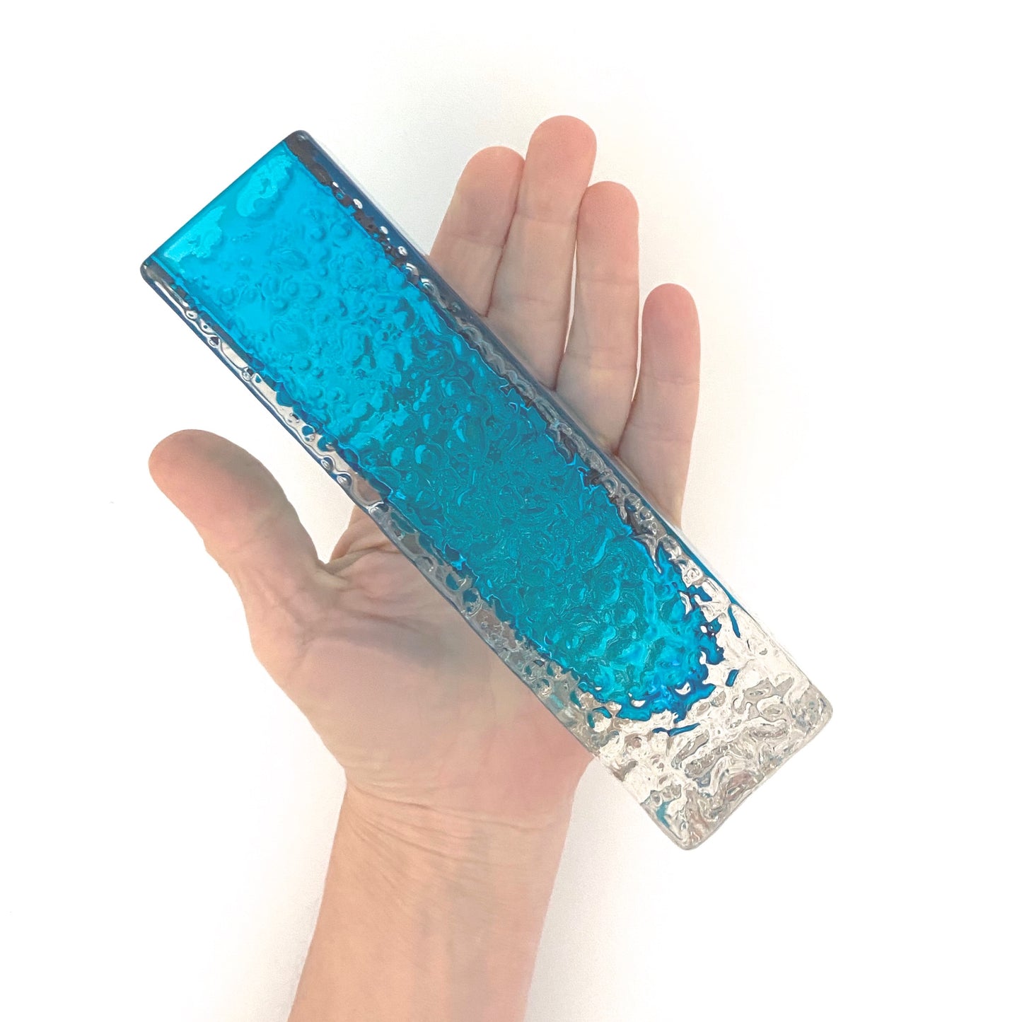 scale Whitefriars England vintage cased glass Nailhead vase Kingfisher Blue Geoffrey Baxter Modernist design