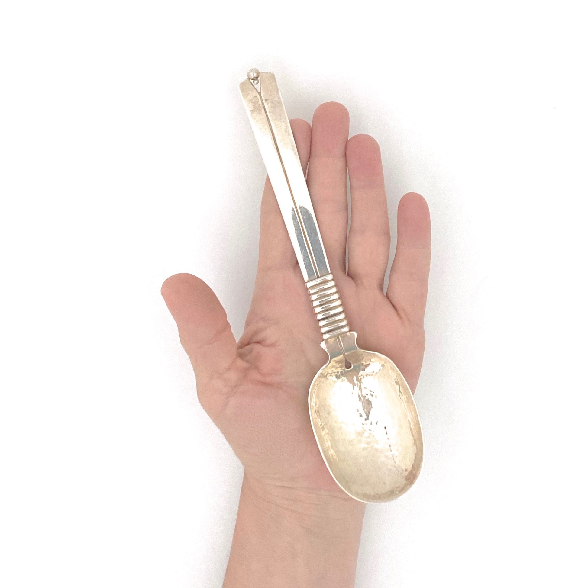 scale William Spratling Taxco Mexico vintage silver serving spoon Silver Thread midcentury modern design