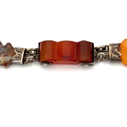 antique Scottish agate & silver bracelet ~ heart padlock
