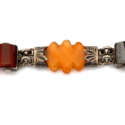 antique Scottish agate & silver bracelet ~ heart padlock