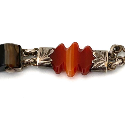 antique Scottish agate & silver bracelet ~ heart padlock