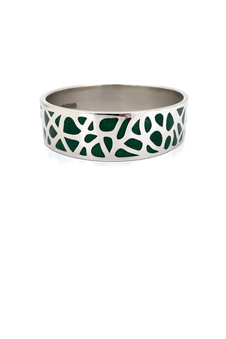 de Passille Sylvestre Canada vintage silver tone wide enamel bangle bracelet Canadian jewelry design