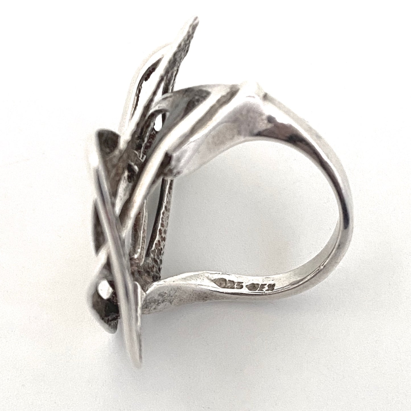 large vintage silver openwork ring
