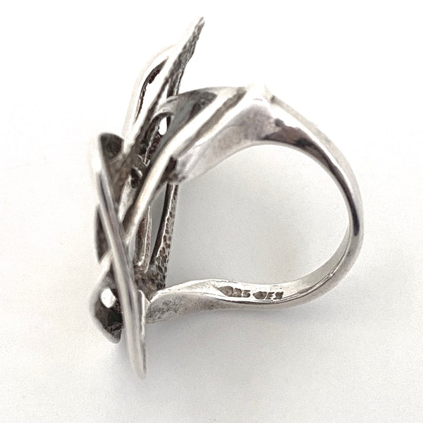 large vintage silver openwork ring