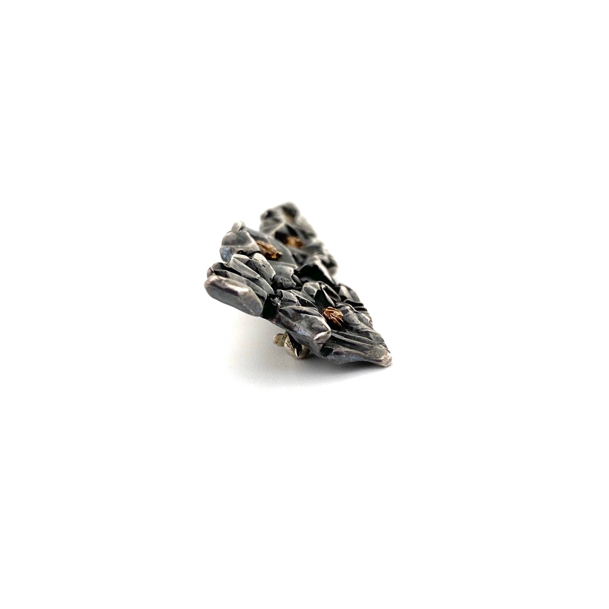 profile large vintage silver gold little nuggets brooch brutalist jewelry design