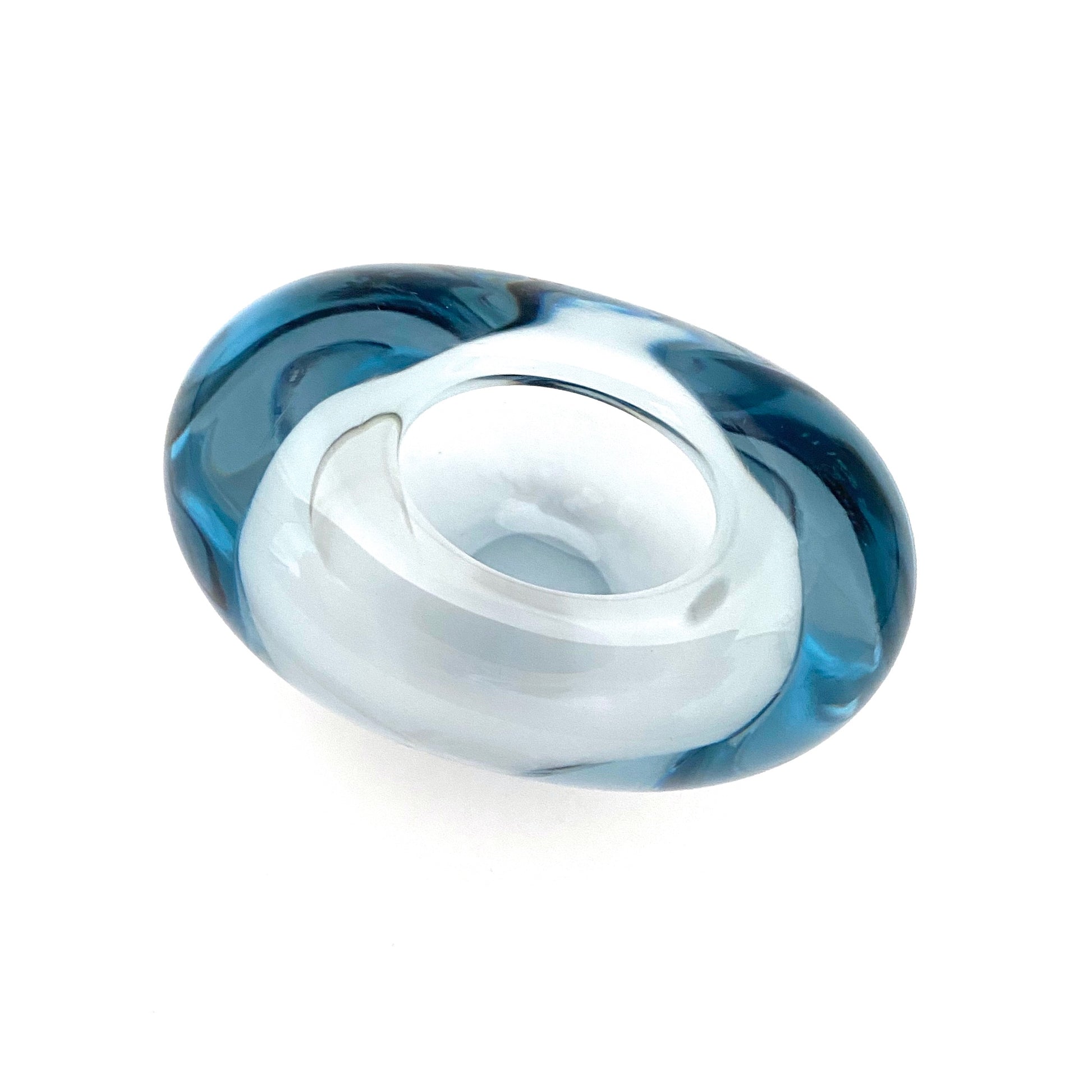 detail Holmegaard Denmark vintage aqua blue glass heart vase 2 Per Lutken Scandinavian Modern design