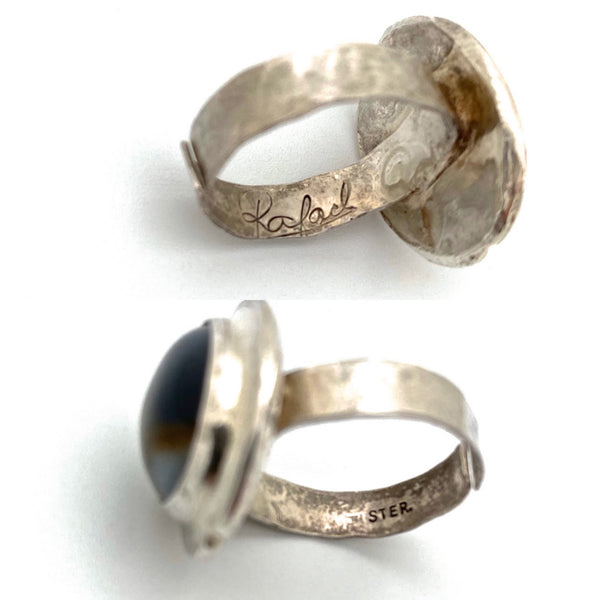 Rafael Canada sterling silver & agate glass ring