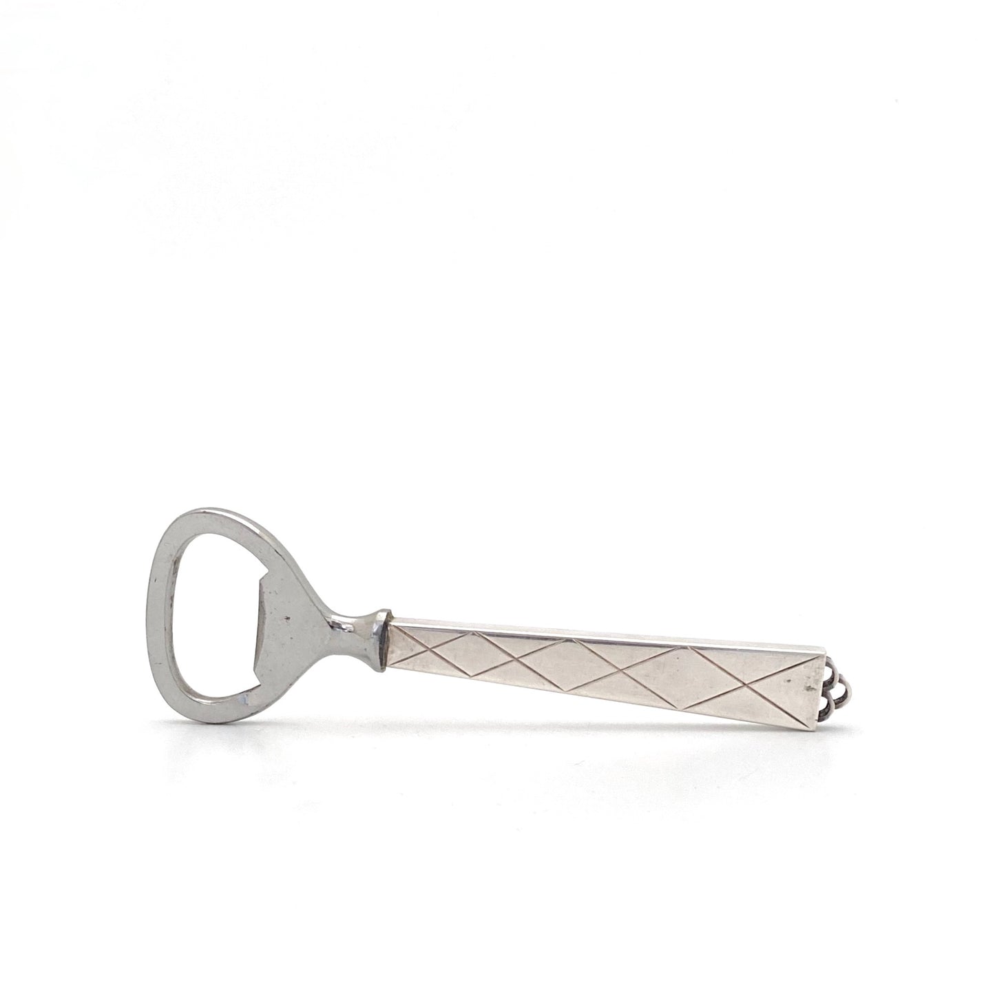 detail vintage silver Art Deco bottle opener Norway Denmark Scandinavian design