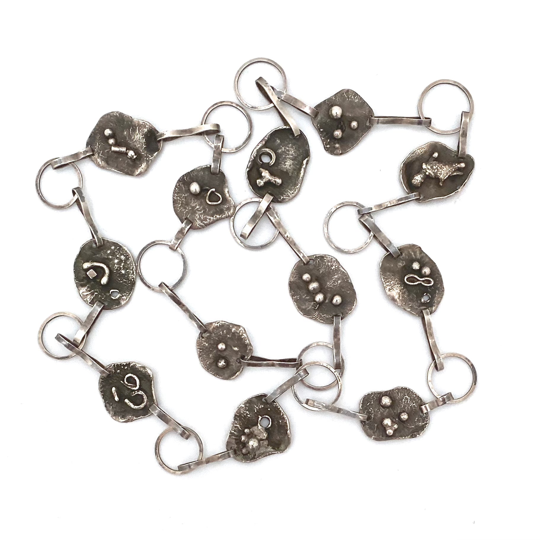 detail vintage silver brutalist necklace studio made Modernist jewelry design