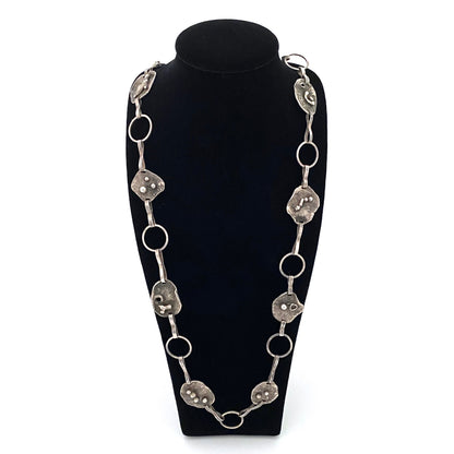 vintage silver brutalist necklace ~ studio made