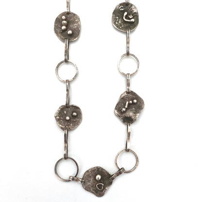 vintage silver brutalist necklace ~ studio made