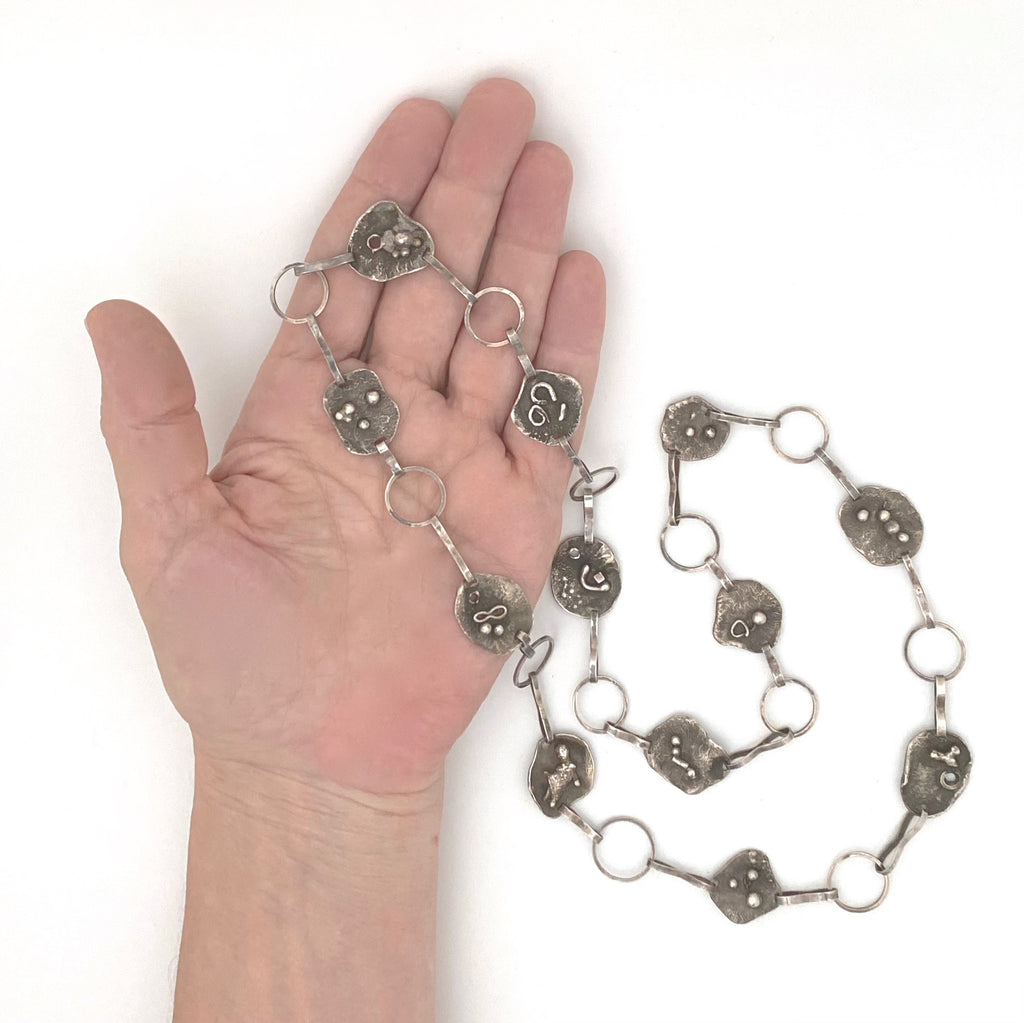 vintage silver brutalist necklace studio made Samantha Howard Vintage