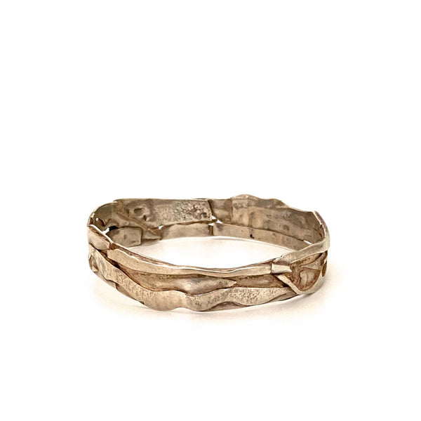 vintage silver brutalist bangle bracelet ~ hand wrought