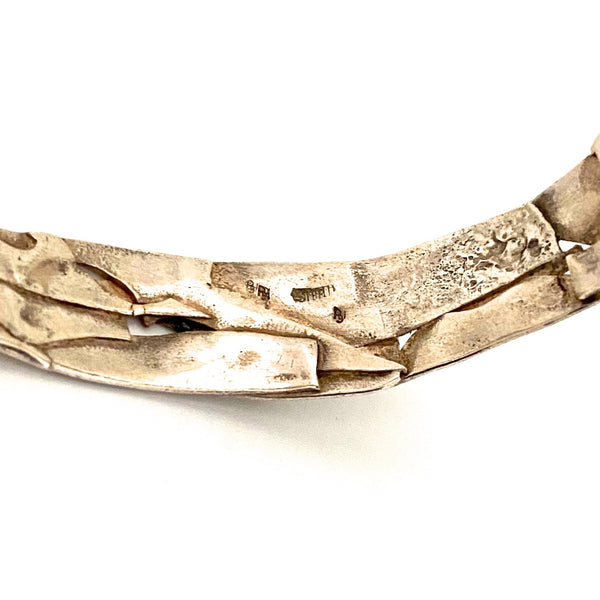 vintage silver brutalist bangle bracelet ~ hand wrought