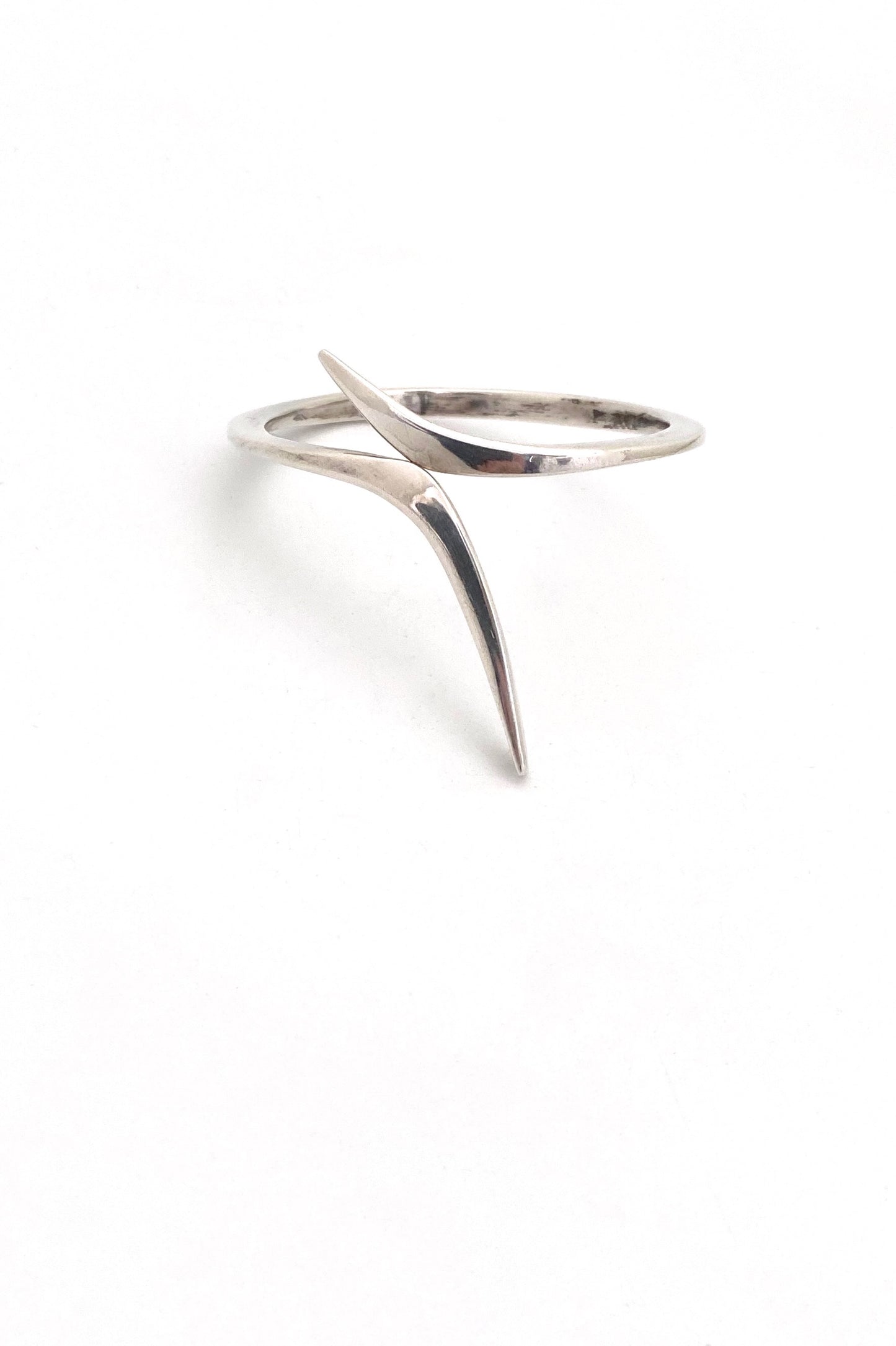 vintage hand wrought sterling silver bangle bracelet Modernist jewelry design