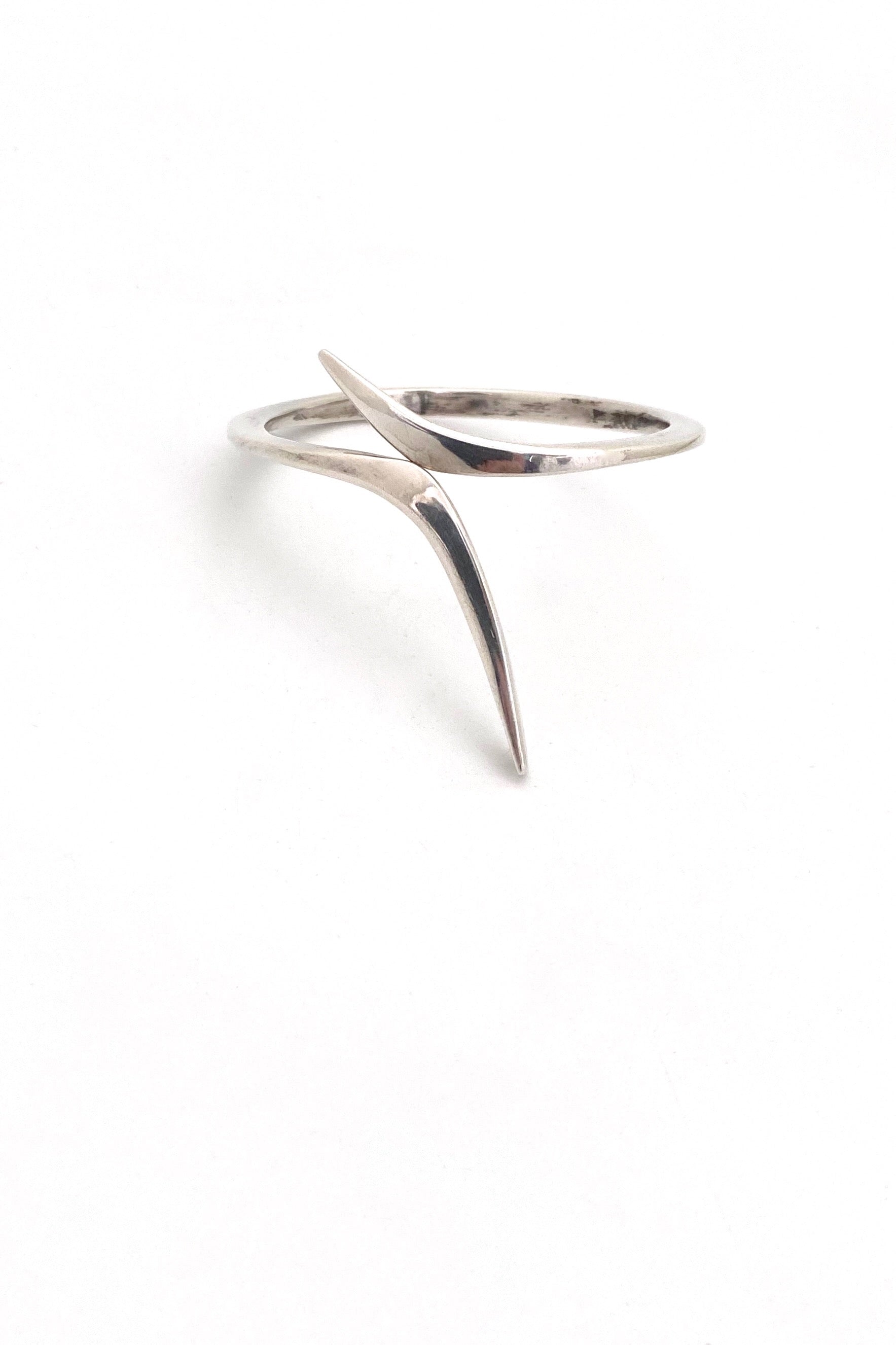 vintage hand wrought sterling silver bangle bracelet Modernist jewelry design