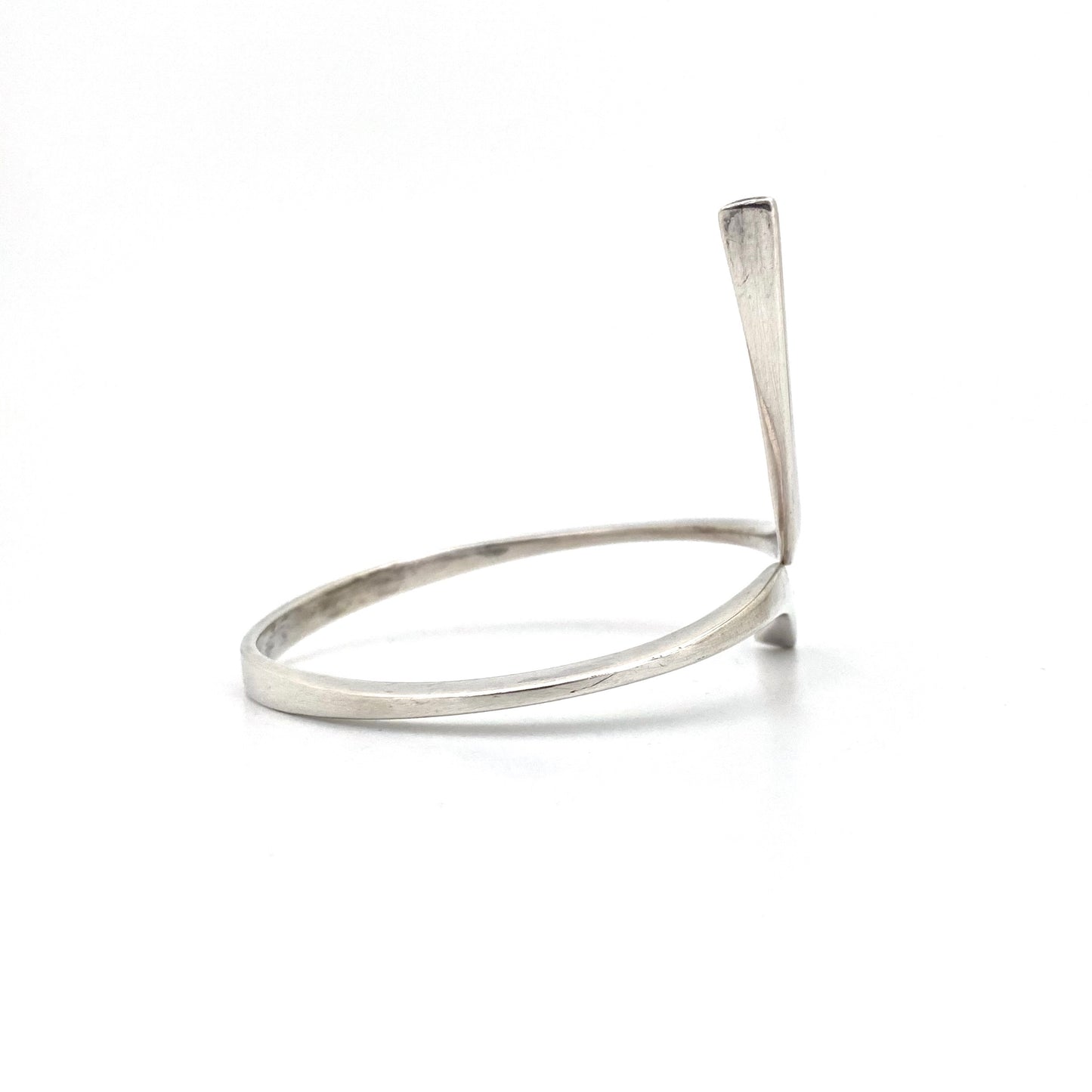 profile vintage hand wrought sterling silver bangle bracelet Modernist jewelry design