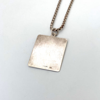 silver & 10k gold square pendant necklace