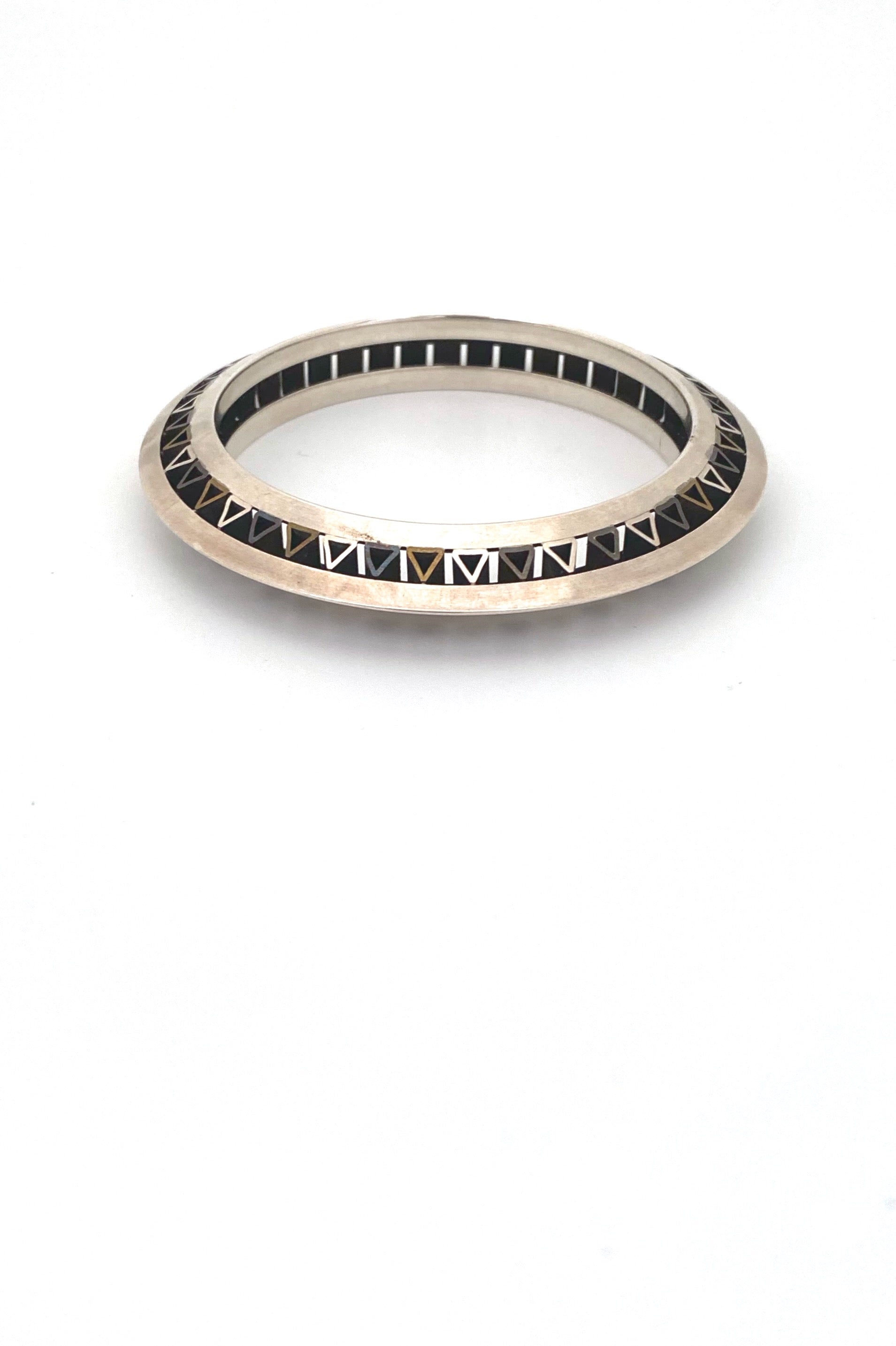 vintage silver mixed metals Constructivist bangle bracelet Modernist jewelry design