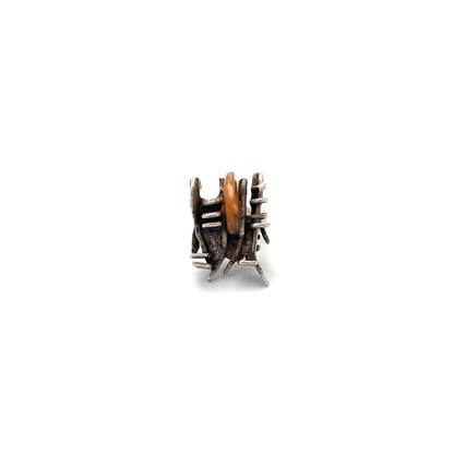 large brutalist silver & agate ring