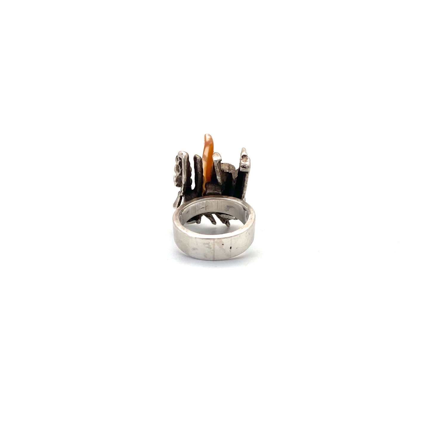 large brutalist silver & agate ring