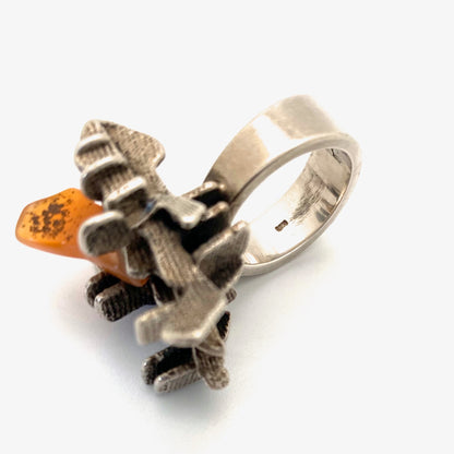 large brutalist silver & agate ring