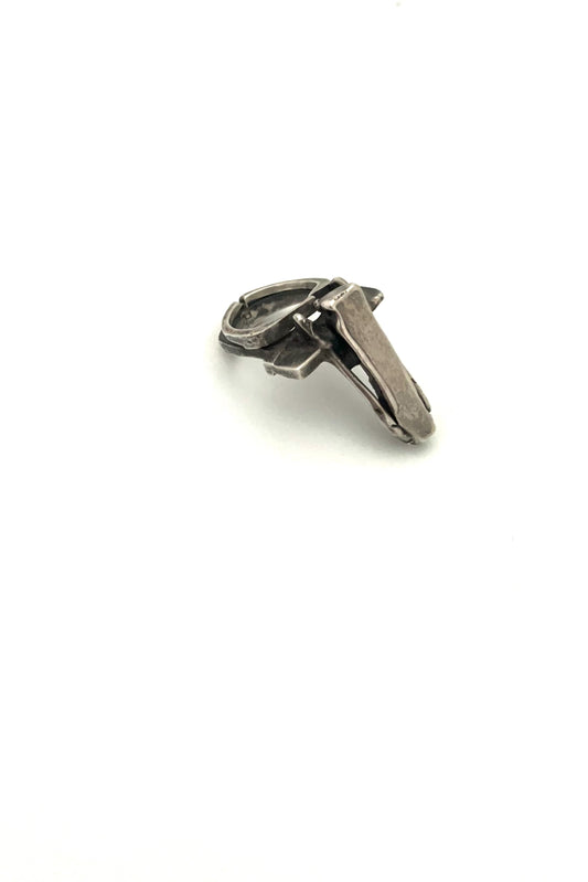 extra large brutalist silver ring ~ ON HOLD